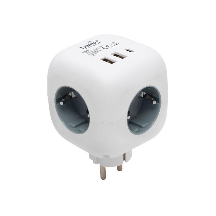 Hub conectabil la priza, 1xUSB C, 2xUSB A, 3 prize cu protectie pentru copii - imagine 4